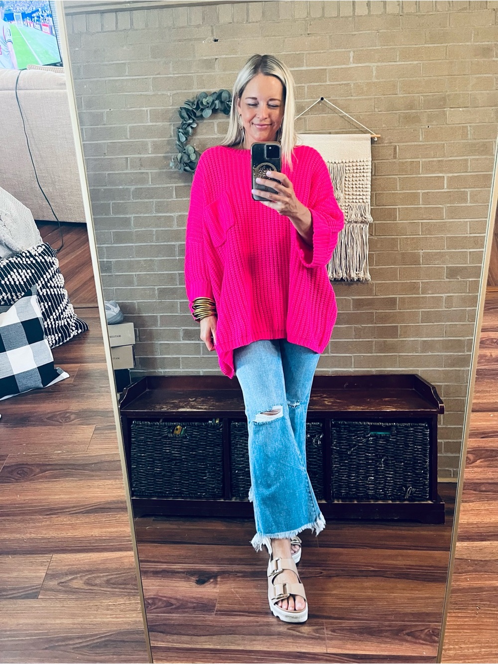 JODIFL Oversized Crewneck Sweater in Bright Pink